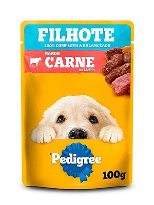 Ração Úmida Pedigree Sachê Sabor Carne ao Molho para Cães Filhotes - 100g