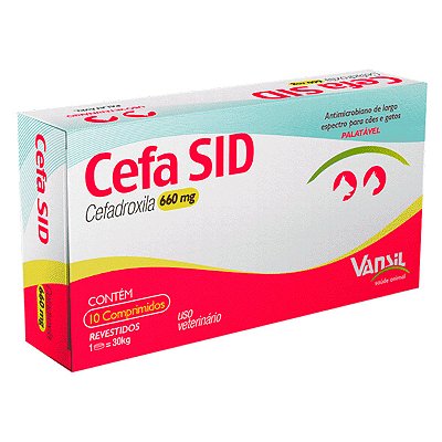 Antimicrobiano Cefa Sid  660mg para Cães e Gatos - 10 comprimidos