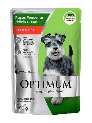 Ração Úmida Optimum Sachê Sabor Carne para Cães Adultos Raças Pequenas e Minis - 100g