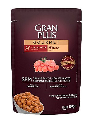 Ração Úmida GranPlus Gourmet Sachê Sabor Frango para Cães Filhotes - 100g