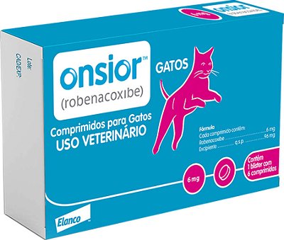 Anti-Inflamatório Onsior Robenacoxibe Elanco com 6 comprimidos para Gatos acima de 2,5 Kg - 6mg (VENC.AGO/25)