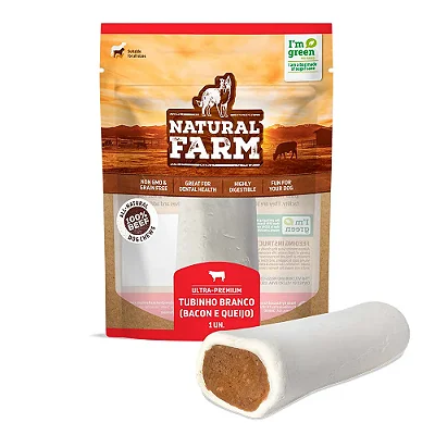 Osso Branco Tubinho Recheado Sabor Bacon e Queijo 350g - Natural Farm