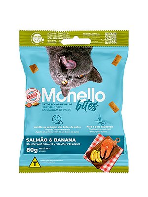 Petisco Monello Bites Bolas de Pelo Sabor Salmão e Banana para Gatos - 80g