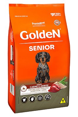 Ração Golden Fórmula Mini Bits Senior para Cães Adultos de Pequeno Porte Sabor Carne e Arroz - 10,1Kg