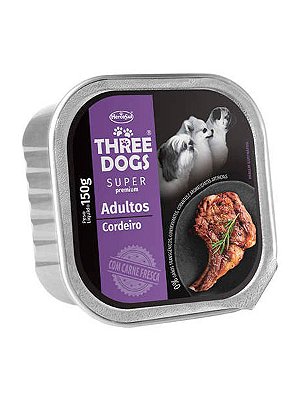 Patê Three Dogs Super Premium Sabor Cordeiro para Cães Adultos - 150g