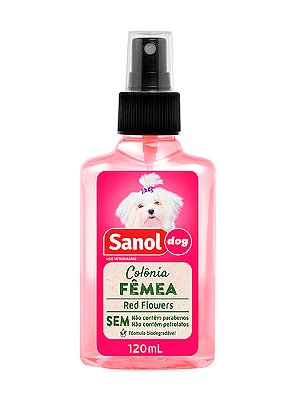 Colônia para Cães Fêmea Red Flowers Sanol Dog com 120 ml