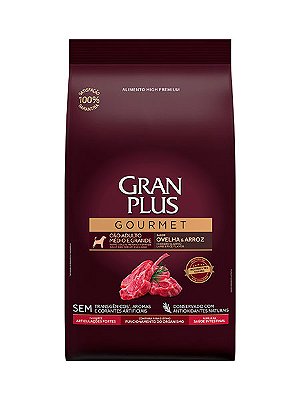 Ração GranPlus Gourmet High Premium Sabor Ovelha e Arroz para Cães Adultos Médios e Grandes - 15kg