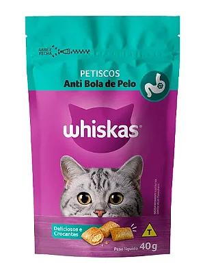 Petisco Whiskas Temptations Anti Bola de Pelo para Gatos Adultos - 40g ou 80g