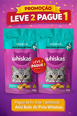 Petisco Whiskas Temptations Anti Bola de Pelo para Gatos Adultos - LEVE 2 PAGUE 1 de 40g ou 80g
