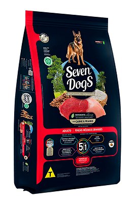 Ração Seven Dogs Premium Especial Sabor Carne e Frango para Cães Adultos Raças Médias e Grandes - 18kg
