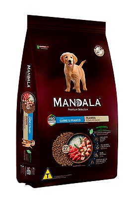 Ração Mandala Premium Selection Sabor Frango e Carne para Cães Filhotes - 10,1kg