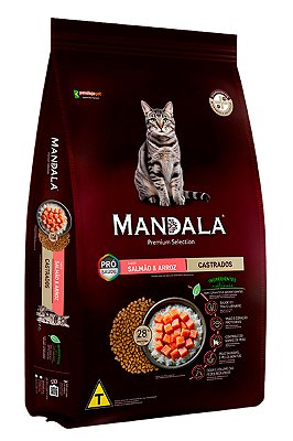 Ração Mandala Premium Selection Sabor Salmão e Arroz para Gatos Castrados - 10,1kg