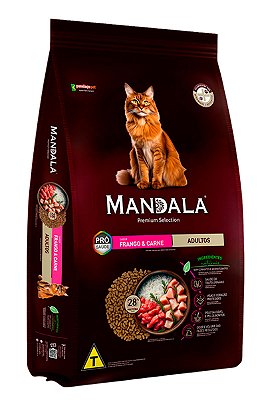 Ração Mandala Premium Selection Sabor Frango e Carne para Gatos Adultos - 10,1kg