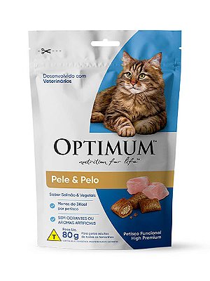 Petisco Optimum Nutrition for life Pele & Pelo Sabor Salmão e Vegetais para Gatos Adultos - 80g