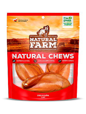 Petisco Natural Orelha Suína Natural Farm para Cães - 3 unidades