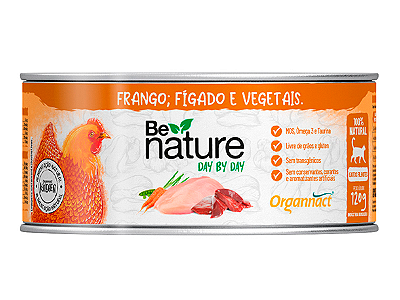 Ração Úmida Be Nature Day By Day Sabor Frango, Fígado e Vegetais para Gatos Filhotes - 120g