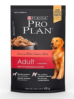 Ração Úmida Nestlé Purina Pro Plan Sachê Sabor Carne ao Molho para Cães Adultos - 85g
