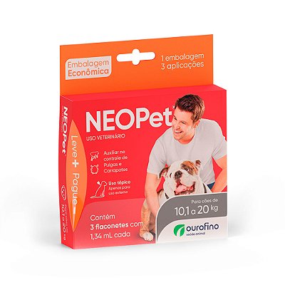 Antipulgas e Carrapatos Neopet 1,34 mL para Cães de 10,1 até 20 Kg - Ourofino