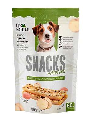 Petisco It´s Natural Snacks Naturais Tiras de Frango com Batata Doce Cães Adultos - 60g