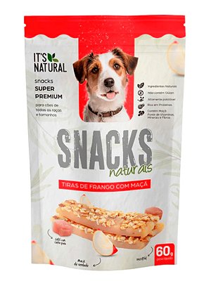 Petisco It´s Natural Snacks Naturais Tiras de Frango com Maça Cães Adultos - 60g