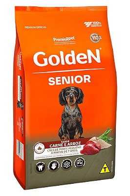 Ração Golden Fórmula Mini Bits Senior para Cães Adultos de Pequeno Porte Sabor Carne e Arroz - 3kg ou 10,1Kg