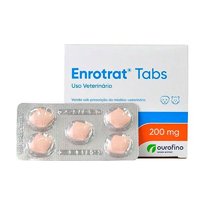 Antimicrobiano Enrotrat Tabs Enrofloxacina Blister com 5 comprimidos para Cães e Gato - 200mg