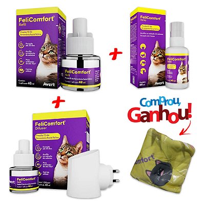 Kit Felicomfort com Difusor, Refil 48ml e Spray 30ml + Brinde