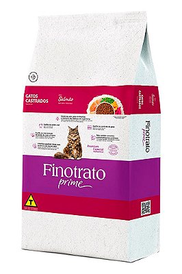 Ração Finotrato Prime Premium Especial Sabor Salmão para Gatos Castrados - 3kg ou 10,1kg