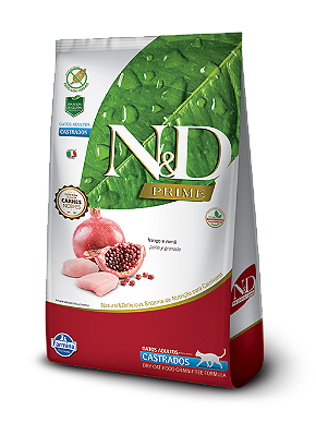 Ração N&D Prime Farmina Sabor Frango e Romã para Gatos Adultos Castrados - 400g ou 1,5kg