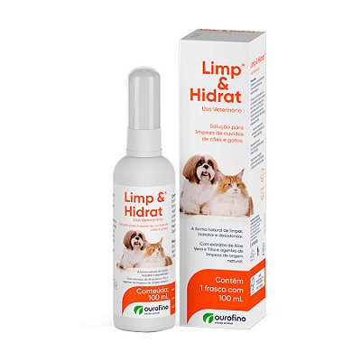 Limp & Hidrat Ourofino para Limpeza de Ouvidos de Cães e Gatos - 100 mL