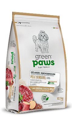 Ração Green Paws Pele Sensível Cordeiro e Batata-Doce para Cães Adultos Pequenos e Mini - 10,1kg