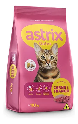 Ração Astrix para Gatos Adultos Sabor Carne e Frango - 10,1 kg