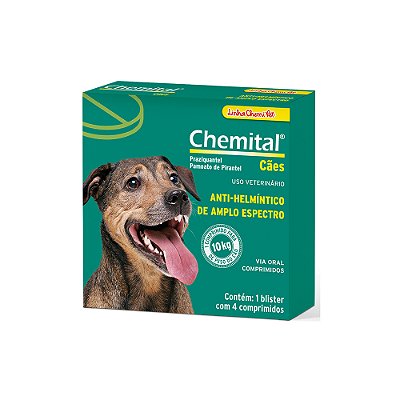 Vermífugo Chemital para Cães de Amplo Espectro - 4 Comprimidos