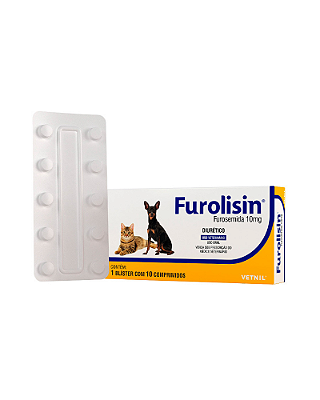 Diurético Furolisin Vetnil para Cães e Gatos - 10mg ou 20mg - 10 Comprimidos
