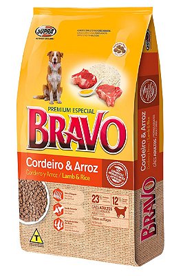 Ração Bravo Premium Especial Sabor Cordeiro e Arroz para Cães Adultos - 10,1Kg ou 20Kg