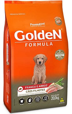 Ração Golden Formula Cães Filhotes Frango e Arroz - 20Kg