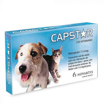  Anti Pulgas Novartis Capstar 11,4mg para Cães e Gatos Até 11,4Kg - 6 comprimidos