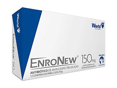 Antibiótico World Veterinária EnroNew 150 mg para Cães e Gatos de até 30 Kg