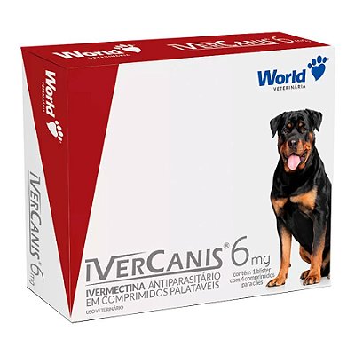 Antiparasitário World Veterinária IverCanis 6 mg para Cães de 30 Kg