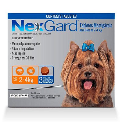 Nexgard Antipulgas e Carrapatos Cães 2 a 4kg C/3 Comprimidos