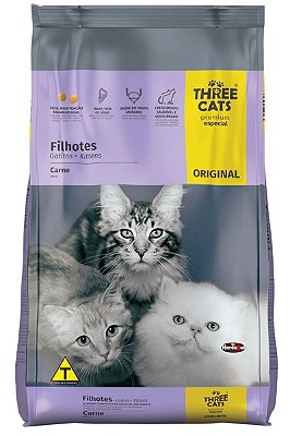 Ração Three Cats Premium Especial Sabor Carne para Gatos Filhotes - 1Kg