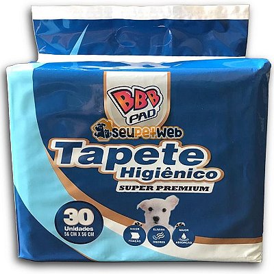 Tapete Higiênico Super Premium com 30 unidades Grande 56x56cm - BBB PAD