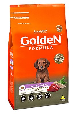 Ração Golden Fórmula Mini Bits Para Cães Filhotes Raças Pequenas Sabor Carne e Arroz - 10,1kg