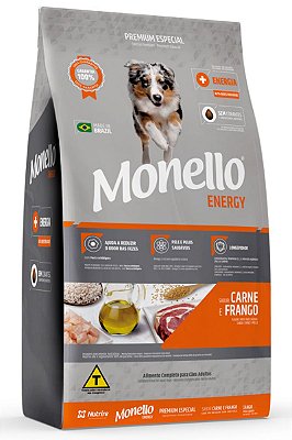 Ração Monello Energy para Cães Adultos Sabor Carne e Frango - 15kg