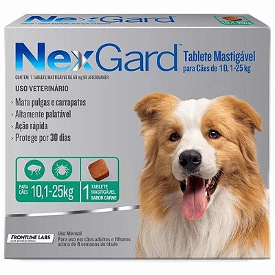 Nexgard Antipulgas E Carrapatos Cães 10,1 A 25kg C/1 Comprimido Avulso