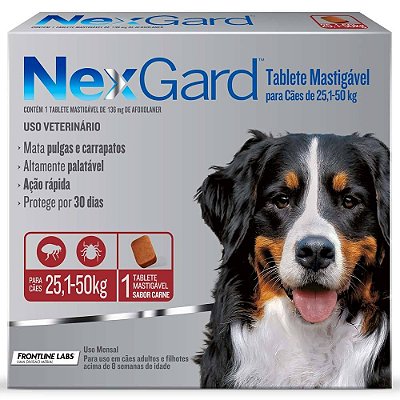 Nexgard Antipulgas E Carrapatos Cães 25,1 A 50kg C/1 Comprimido Avulso