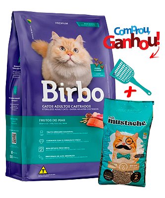 Ração Birbo Premium Sabor Frutos do Mar para Gatos Castrados - 7Kg + Brindes ou 15Kg + Brindes