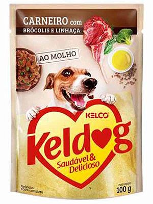 Ração Úmida Keldog Kelco Sachê Sabor Carneiro com Brócolis e Linhaça para Cães Adultos - 100g