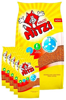 6 Pacotes de 4kg​ - Areia Sanitária Mitzi Kelco para Gatos