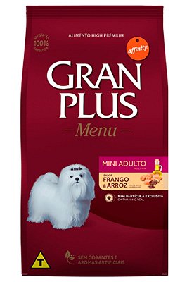 Ração GranPlus Menu Super Premium Sabor Frango e Arroz para Cães Adultos Minis - 15kg